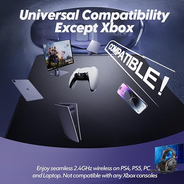 NUBWO NUBWO G06 Dual Wireless Gaming Headset with Microphone for PS5 PS4 PC Low Latency 100 Hour Playtime 50mm Drivers Black Orange - View 8 of 9