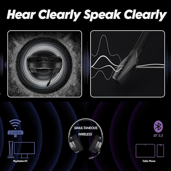 NUBWO NUBWO G06 Dual Wireless Gaming Headset with Microphone for PS5 PS4 PC Low Latency 100 Hour Playtime 50mm Drivers Black Orange - View 9 of 9