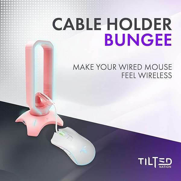 Tilted Nation Stylish Pink RGB Gaming Headphone Stand with Mouse Bungee & USB Hub - Perfect Gamer Girl Desk Accessory - View 7 of 9