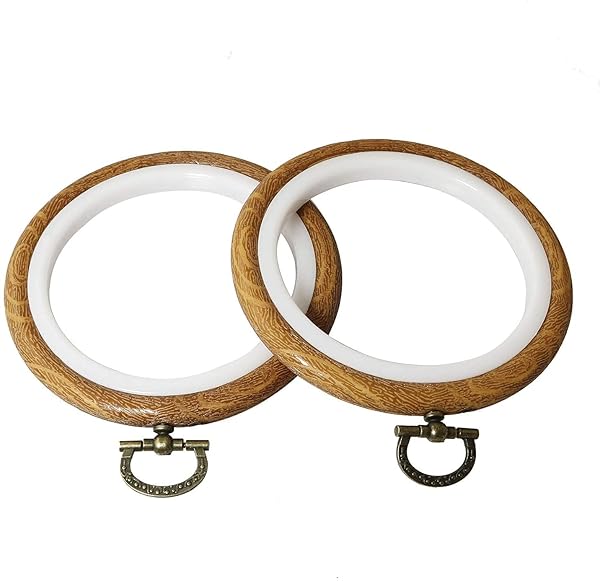 Longdex Longdex 4 Inch Embroidery Hoop Ring 2PCS Round Cross Stitch Display Frames for Sewing and Ornaments