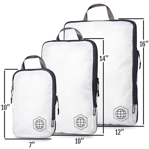 TRIPPED Travel Gear Large Compression Packing Cubes 6 Piece Set with Lightweight Laundry Bag for Travel by TRIPPED Travel Gear White - View 5 of 8