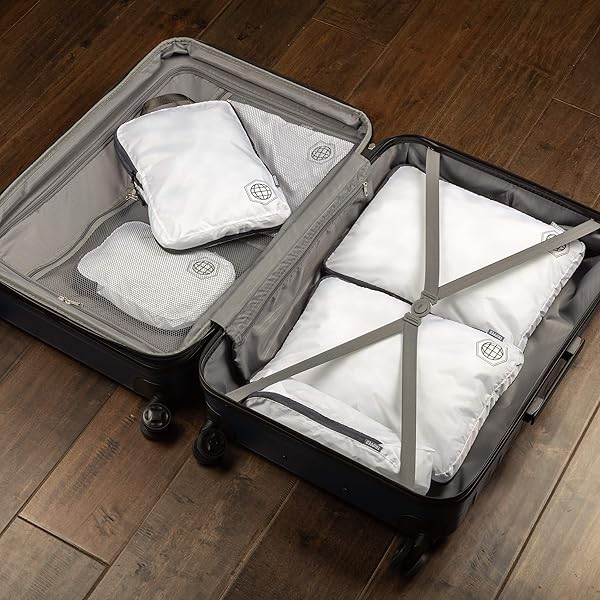 TRIPPED Travel Gear Large Compression Packing Cubes 6 Piece Set with Lightweight Laundry Bag for Travel by TRIPPED Travel Gear White - View 8 of 8
