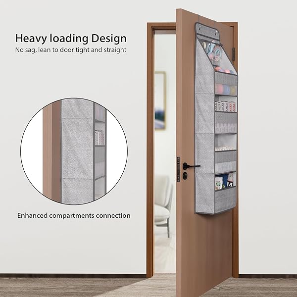 Univivi Univivi 5-Shelf Over Door Hanging Organizer with Large and Small Pockets for Nursery Closet and Wall Mount Storage in Grey Pattern - View 3 of 7