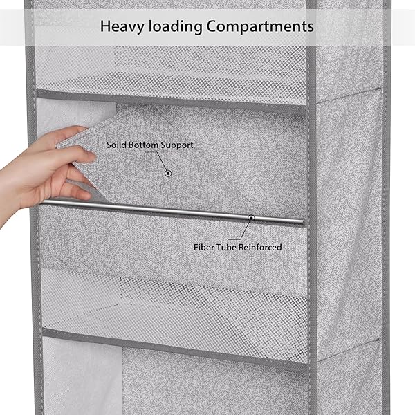 Univivi Univivi 5-Shelf Over Door Hanging Organizer with Large and Small Pockets for Nursery Closet and Wall Mount Storage in Grey Pattern - View 6 of 7