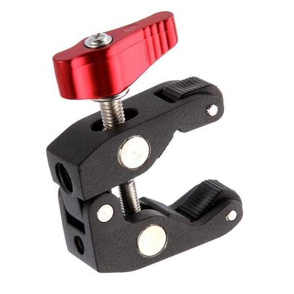 FocusFoto FocusFoto Articulated Magic Arm Crab Claw Super Clamp Clip Holder for Studio Flash Light DSLR Camera Tripod Monopod Video LED Light Black Red - View 3 of 7