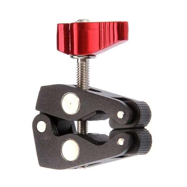 FocusFoto FocusFoto Articulated Magic Arm Crab Claw Super Clamp Clip Holder for Studio Flash Light DSLR Camera Tripod Monopod Video LED Light Black Red - View 4 of 7