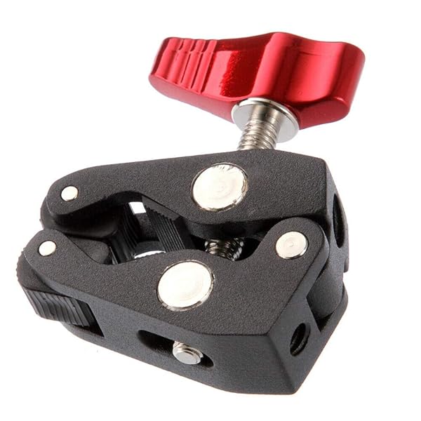 FocusFoto FocusFoto Articulated Magic Arm Crab Claw Super Clamp Clip Holder for Studio Flash Light DSLR Camera Tripod Monopod Video LED Light Black Red - View 5 of 7