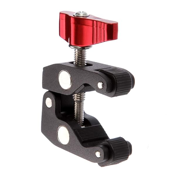 FocusFoto FocusFoto Articulated Magic Arm Crab Claw Super Clamp Clip Holder for Studio Flash Light DSLR Camera Tripod Monopod Video LED Light Black Red - View 6 of 7