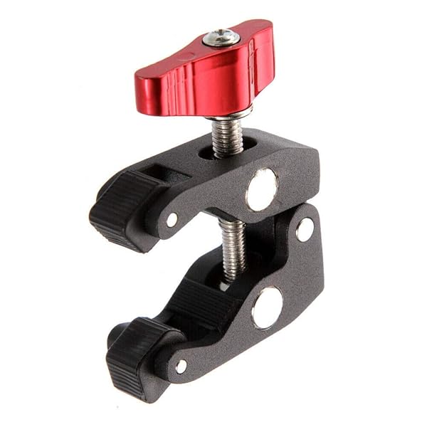 FocusFoto FocusFoto Articulated Magic Arm Crab Claw Super Clamp Clip Holder for Studio Flash Light DSLR Camera Tripod Monopod Video LED Light Black Red - View 2 of 7