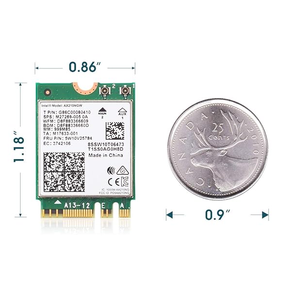 FocusFoto FocusFoto AX210NGW Dual Band WiFi Card 6E: 3000Mbps Intel 802.11AX with Bluetooth 5.2 for Laptops & PCs - View 2 of 9