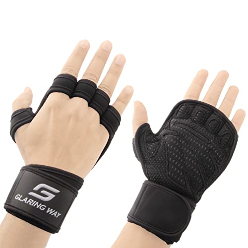 Glaring Way Neoprene Padded Weight Lifting Gloves for Men & Women - Ventilated Wrist Wraps for Gym, Cycling & Sports