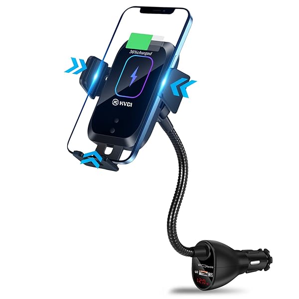 HVDI HVDI Wireless Car Charger Mount 15W Qi Fast Charging Auto-Clamping Phone Holder for iPhone and Samsung Models - View 2 of 7