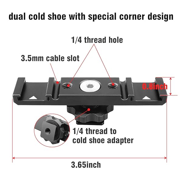 ChromLives Chromlives Dual Hot Shoe Mount Bracket Aluminum Extension Bar Adapter for LED Video Light Screens - View 3 of 8