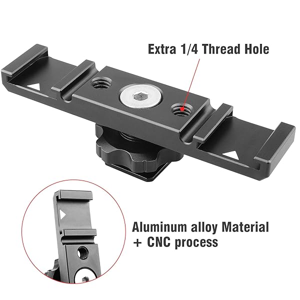 ChromLives Chromlives Dual Hot Shoe Mount Bracket Aluminum Extension Bar Adapter for LED Video Light Screens - View 5 of 8