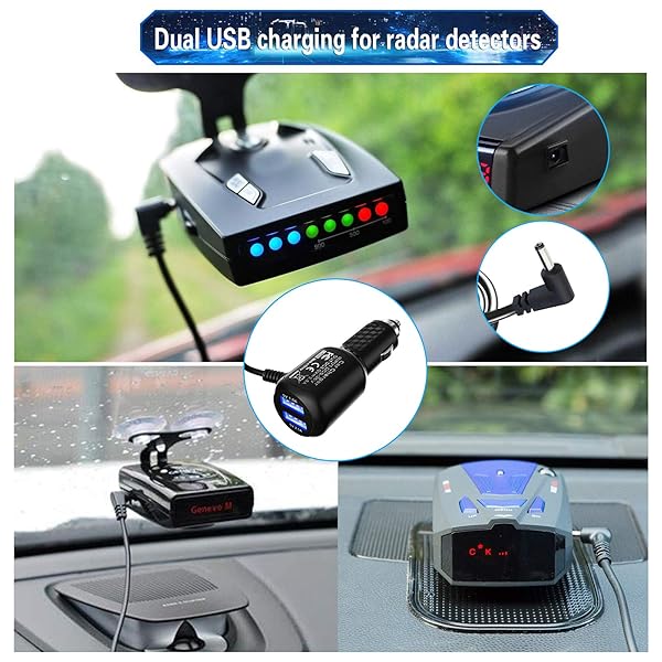 Plozoe Radar Detector Power Cord with Dual USB Port Charger 6.5ft Compatible with Uniden Escort Valentine Beltronics Passport Cobra Whistler - View 8 of 8