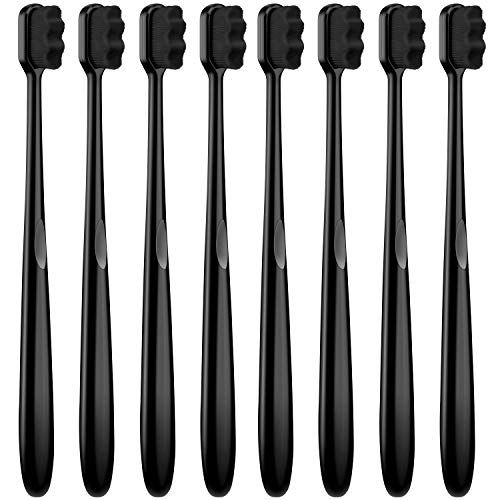 Patelai Patelai 8 Pieces Extra Soft Micro Nano Toothbrush for Adults with 20000 Bristles Black Color for Gentle Oral Care