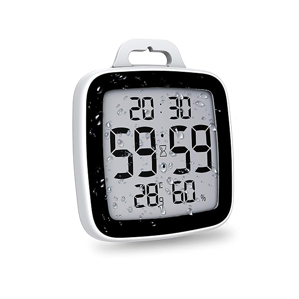 BALDR BALDR Digital Bathroom Clock Waterproof Shower Clock with Timer Time and Temperature for Kids and Adults Black - View 2 of 7