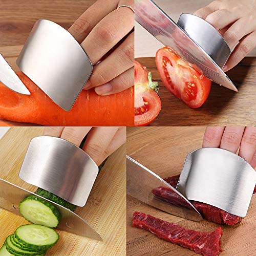 SourceTon SourceTon Set of 5 Stainless Steel Finger Guards for Safe Vegetable Cutting and Injury Prevention - View 9 of 10