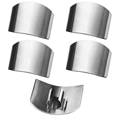 SourceTon SourceTon Set of 5 Stainless Steel Finger Guards for Safe Vegetable Cutting and Injury Prevention - View 2 of 10