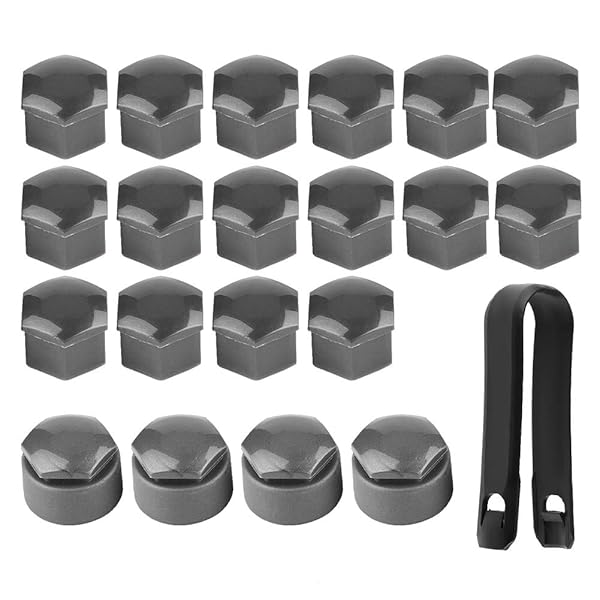 17mm Wheel Lug Nut Bolt Covers with Clips 20pcs Grey Durable Protection for Your Vehicle Wheels