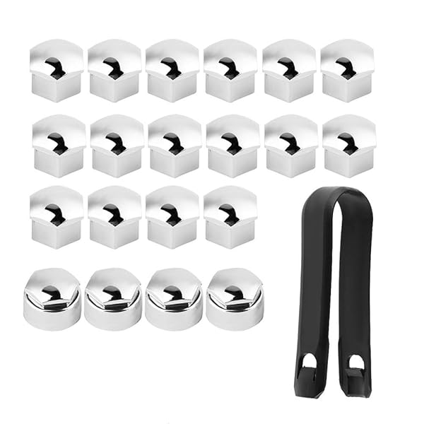 17mm Wheel Nut Covers 20pcs Universal Lug Nut Covers Grey Silver for Most Car Wheels