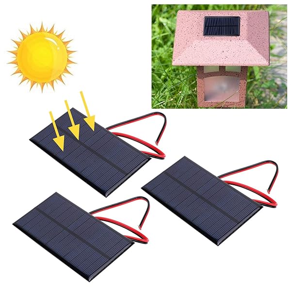 Eujgoov 3Pcs Mini Solar Panel DC 6V Polysilicon Charger Module Kit - DIY Solar System with 30cm Cable - View 8 of 10
