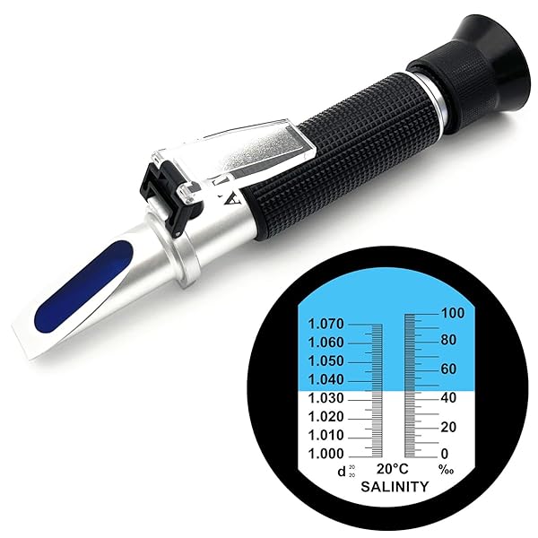 Hallocool Salinity Refractometer for Aquarium Marine Fishkeeping 0-100PPT with Automatic Temperature Compensation for Accurate Salinity Testing