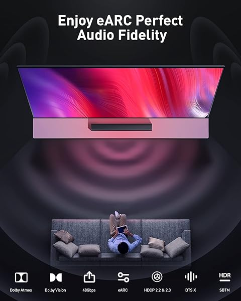 Maxonar Maxonar PS5 HDMI Cable 6FT Ultra High Speed 10K 8K60 4K120Hz 144Hz 48Gbps for PlayStation 5 Xbox Series X Apple TV Roku Sony TV - View 7 of 7