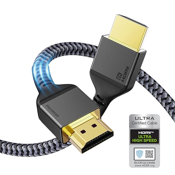 Maxonar Maxonar PS5 HDMI Cable 6FT Ultra High Speed 10K 8K60 4K120Hz 144Hz 48Gbps for PlayStation 5 Xbox Series X Apple TV Roku Sony TV