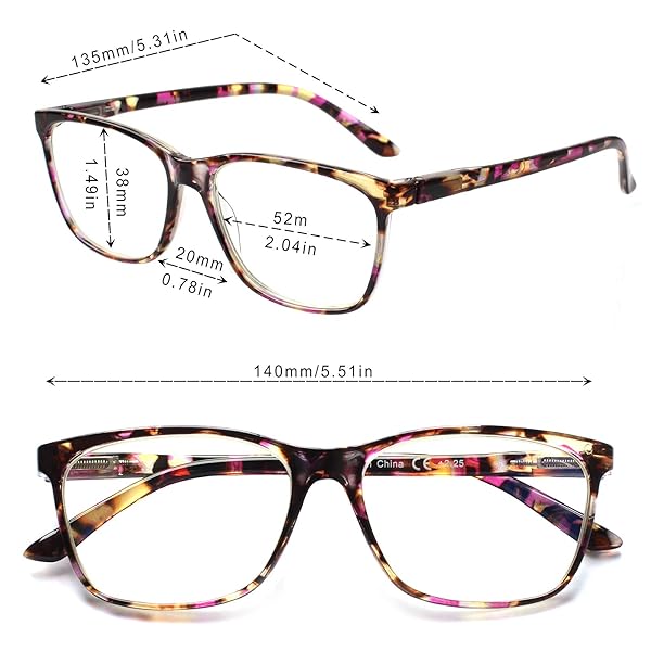 SIGVAN SIGVAN Ladies Reading Glasses Blue Light Blocking Fashion Eyeglasses for Women Multicolour 3.50 Spring Hinge Pattern Print - View 3 of 8