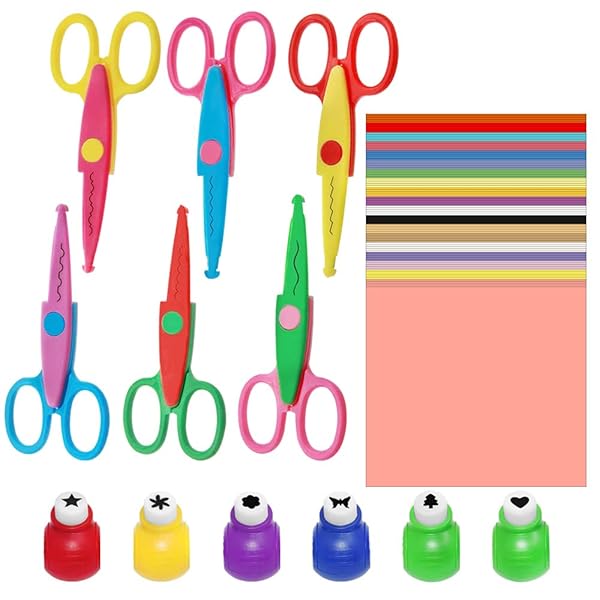 findTop findTop 112 Piece DIY Craft Supplies Set with Craft Punch Creative Scissors and Double Sided Origami Paper for Scrapbooking and Art Projects