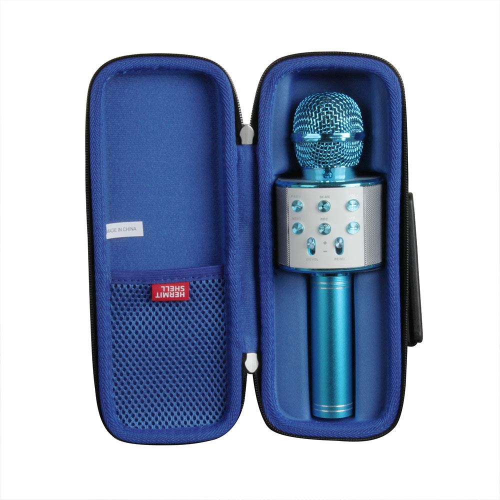 Hermitshell Hermitshell Hard Travel Case for Wireless Bluetooth Karaoke Microphones Black Blue Compatible with KIDWILL Verkstar Newbrights and More