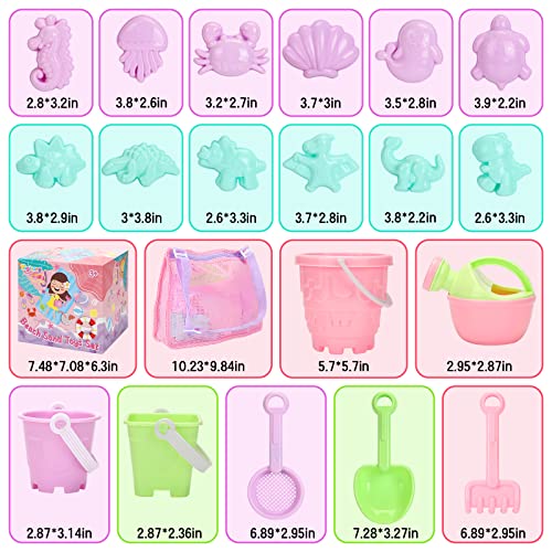 Tagitary Tagitary Beach Sand Toys Set for Kids 3-10 Includes Bucket Watering Can Shovel Rake Sand Molds and Beach Shell Bag - View 3 of 8