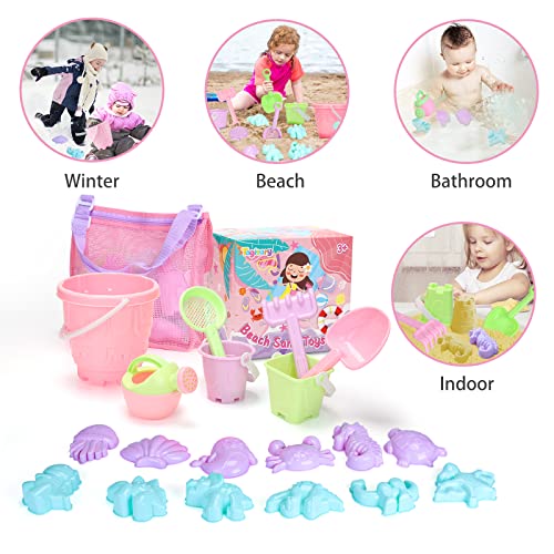 Tagitary Tagitary Beach Sand Toys Set for Kids 3-10 Includes Bucket Watering Can Shovel Rake Sand Molds and Beach Shell Bag - View 6 of 8