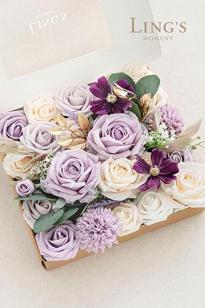 Ling's moment Lings Moment Elegant Lilac and Cream Artificial Wedding Flowers for Bouquets Centerpieces and Flower Arrangements - View 6 of 6