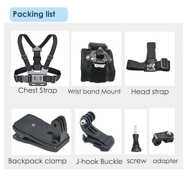 vgsion Vgsion Accessory Kit for Insta360 & GoPro: Chest, Head, Wrist Straps & Backpack Clip for Ultimate Camera Support - View 10 of 10