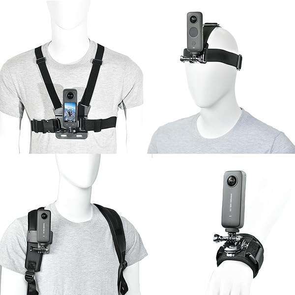 vgsion Vgsion Accessory Kit for Insta360 & GoPro: Chest, Head, Wrist Straps & Backpack Clip for Ultimate Camera Support - View 2 of 10