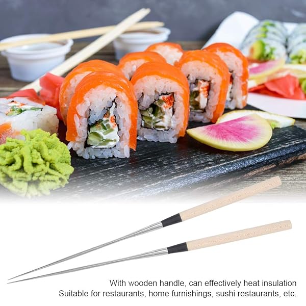 Agatige Extra Long Metal Sushi Chopsticks 12in for Japanese Cooking and Garnishing Ideal for Chefs and Plating - View 4 of 9