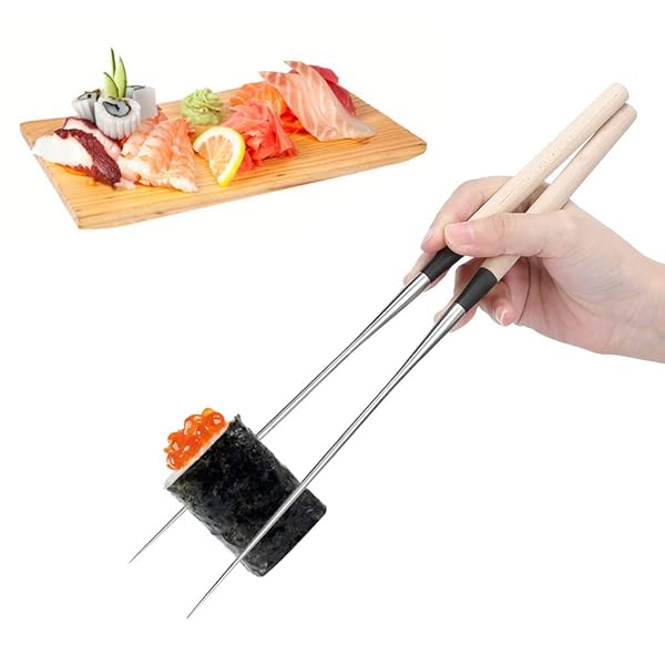 Agatige Extra Long Metal Sushi Chopsticks 12in for Japanese Cooking and Garnishing Ideal for Chefs and Plating - View 6 of 9