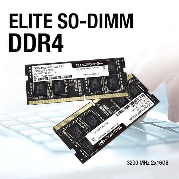 TEAMGROUP TEAMGROUP Elite 64GB DDR4 RAM Kit (2x32GB) 3200MHz for Laptop Upgrade - Unbuffered Non-ECC SODIMM Memory Module - View 8 of 9