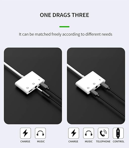 zoyuzan Headphone Adapter Lightning to 3.5mm AUX Audio Jack Charger Extender Dongle Compatible with iPhone 11 12 Mini Pro Max XS XR X SE2 7 8 Plus - View 8 of 8