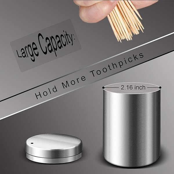 YIFOCUS YIFOCUS Stainless Steel Toothpick Holder Dispenser with 500 Bamboo Toothpicks for Teeth and Appetizers - View 4 of 7