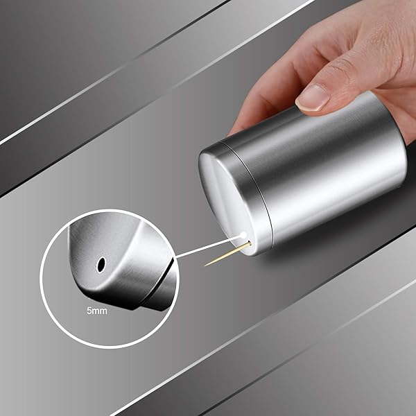 YIFOCUS YIFOCUS Stainless Steel Toothpick Holder Dispenser with 500 Bamboo Toothpicks for Teeth and Appetizers - View 6 of 7