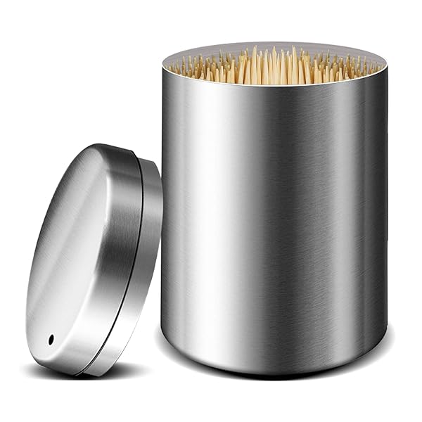 YIFOCUS YIFOCUS Stainless Steel Toothpick Holder Dispenser with 500 Bamboo Toothpicks for Teeth and Appetizers - View 2 of 7