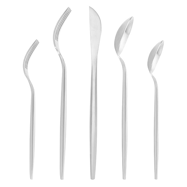 Oliviola Oliviola 20-Piece Matte Silverware Set Stainless Steel Flatware Cutlery Service for 4 Satin Finish Dishwasher Safe Kitchen Utensil Set - View 3 of 7