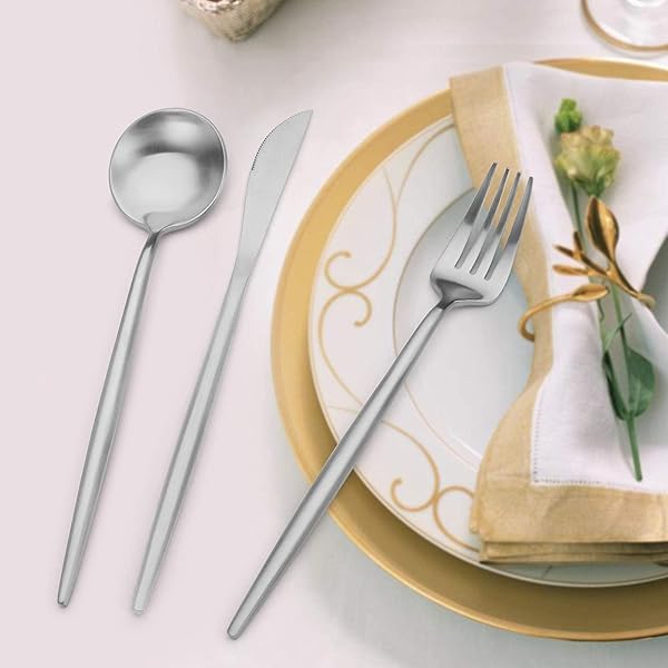 Oliviola Oliviola 20-Piece Matte Silverware Set Stainless Steel Flatware Cutlery Service for 4 Satin Finish Dishwasher Safe Kitchen Utensil Set - View 5 of 7