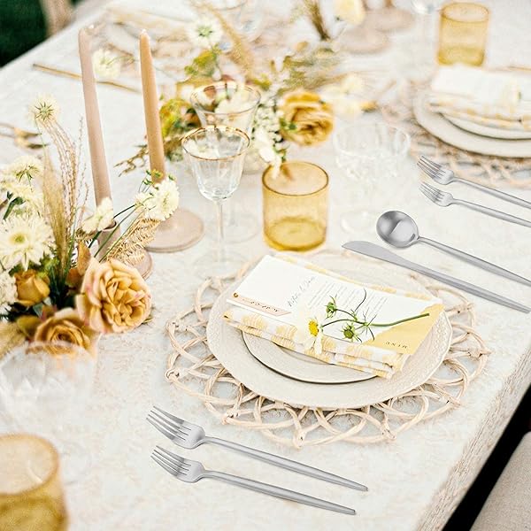 Oliviola Oliviola 20-Piece Matte Silverware Set Stainless Steel Flatware Cutlery Service for 4 Satin Finish Dishwasher Safe Kitchen Utensil Set - View 7 of 7