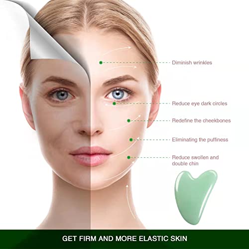 Flagest Flagest Gua Sha Facial Tool Heart Shape Jade Stone Massager for Spa Acupuncture Therapy for Glowing Skin - View 3 of 7