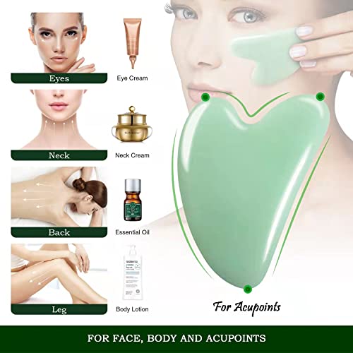 Flagest Flagest Gua Sha Facial Tool Heart Shape Jade Stone Massager for Spa Acupuncture Therapy for Glowing Skin - View 4 of 7