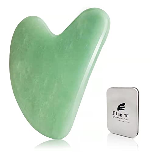 Flagest Flagest Gua Sha Facial Tool Heart Shape Jade Stone Massager for Spa Acupuncture Therapy for Glowing Skin